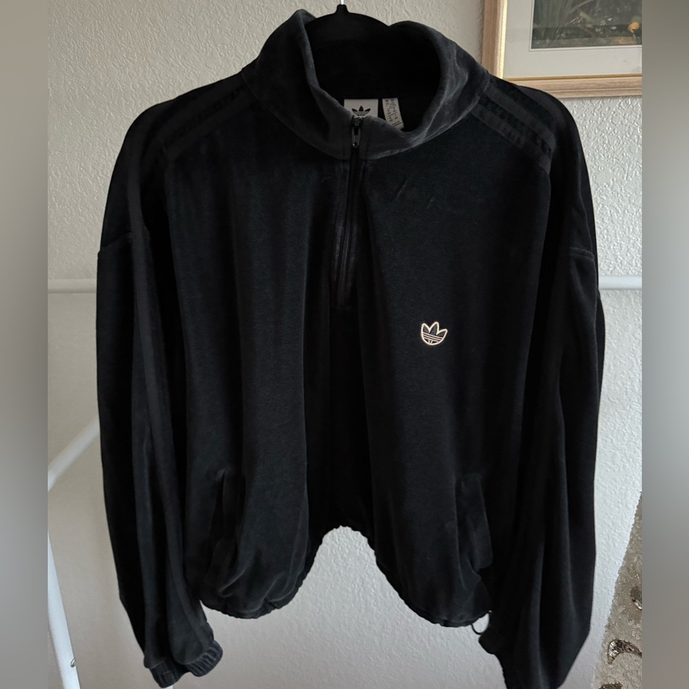 Adidas Velour Cropped Sweater